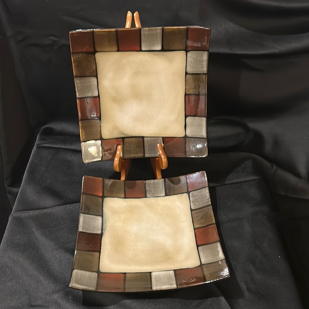 2 Pfaltzgraff “Everyday Taos” series square dishes